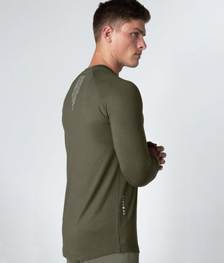 Born Tough Core Fit Military Green Long Sleeve Athletic Shirt For Men