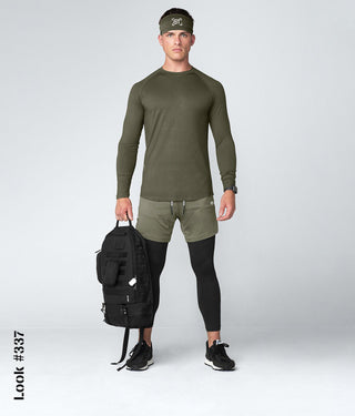 Born Tough Core Fit Military Green Long Sleeve Athletic Shirt For Men