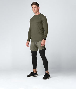 Born Tough Core Fit Military Green Long Sleeve Running Shirt For Men