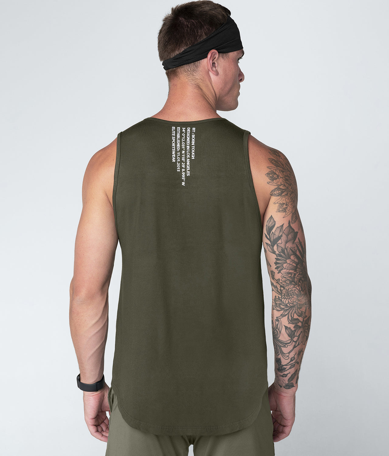 Born Tough Zippered Army Green Gym Workout Tank Top for Men Born