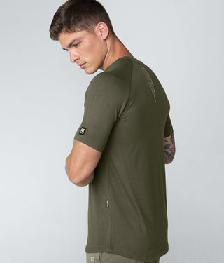 Born Tough Core Fit Military Green Short Sleeve Running Shirt For Men