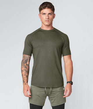 Born Tough Core Fit Military Green Short Sleeve Athletic Shirt For Men