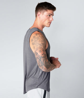 Born Tough Core Fit Stretchable Gray Crossfit Tank Top for Men