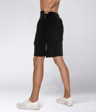 Born Tough Core Fit Zippered Black Running Shorts for Men