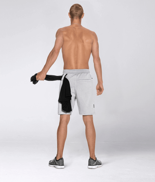 Born Tough Core Fit Zippered Gray Bodybuilding Shorts for Men