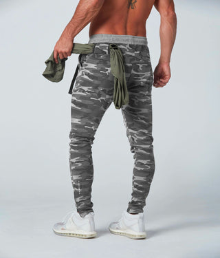 Born Tough Core Fit Zippered Athletic Jogger Pants for Men Grey Camo