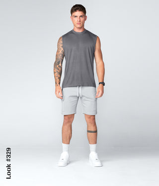 Born Tough Gray Mock Neck Sleeveless Bodybuilding Shirt For Men