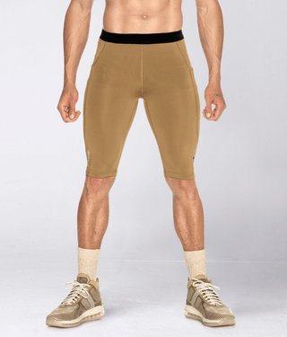 Born Tough Men's Compression Crossfit Shorts Khaki