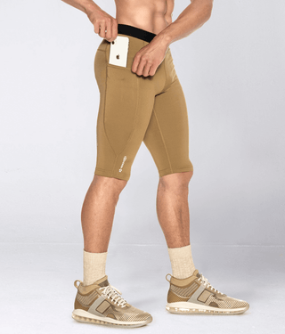 Born Tough Men's Compression Athletic Shorts Khaki