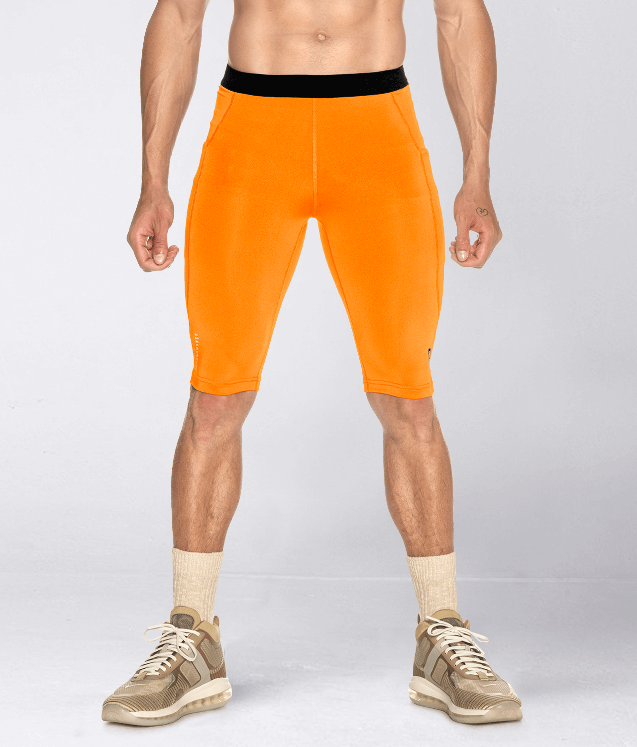 Mens orange sale compression shorts
