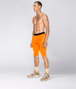Born Tough Men's Compression Athletic Shorts Orange