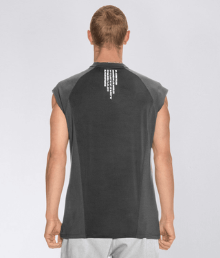 Born Tough Sleeveless Back Shoulder Drop Crossfit T-Shirt For Men Grey