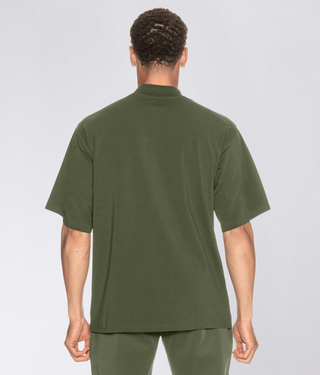550 . Viscose Regular-Fit Over Size Shirt - Military Green