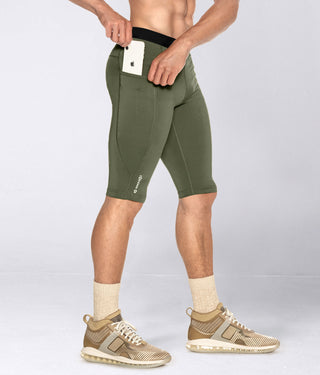 Born Tough Men's Compression Athletic Shorts Military Green