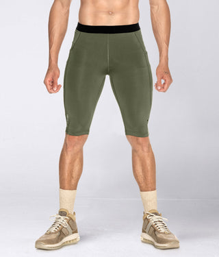 Born Tough Men's Compression Bodybuilding Shorts Military Green