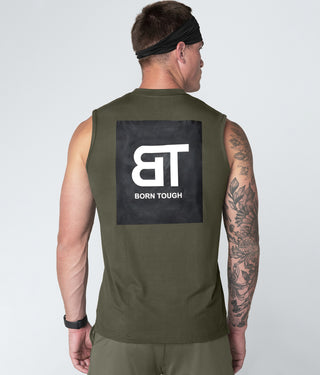 Born Tough Military Green Highly Breathable Sleeveless Athletic Shirt For Men