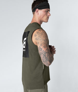 Born Tough Military Green Stretchable Sleeveless Bodybuilding Shirt For Men