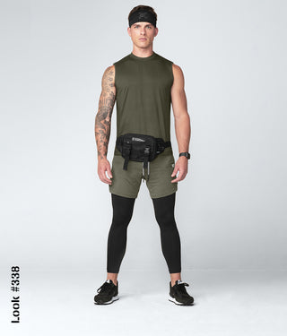Born Tough Military Green Mock Neck Sleeveless Bodybuilding Shirt For Men