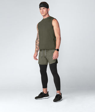 Born Tough Military Green Ultrasoft Sleeveless Running Shirt For Men