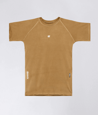 Born Tough Mock Neck Short Sleeve Compression Athletic Shirt For Men Khaki