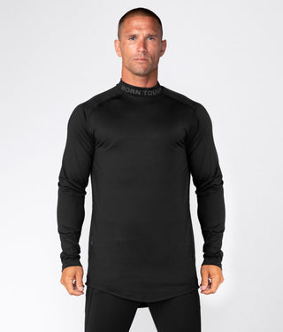 Born Tough Mock Neck Long Sleeve Base Layer Athletic Shirt For Men Black