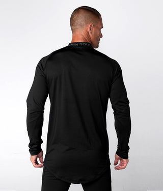 Born Tough Mock Neck Long Sleeve Base Layer Running Shirt For Men Black