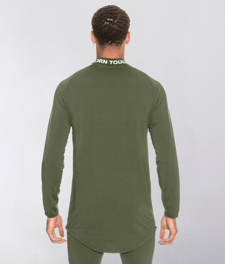 Born Tough Mock Neck Long Sleeve Base Layer Athletic Shirt For Men Military Green