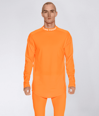Born Tough Mock Neck Long Sleeve Base Layer Crossfit Shirt For Men Orange