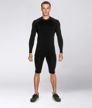 Born Tough Mock Neck Long Sleeve Compression Athletic Shirt For Men Black