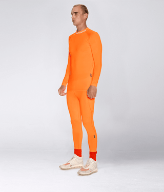 Born Tough Mock Neck Long Sleeve Compression Crossfit Shirt For Men Orange
