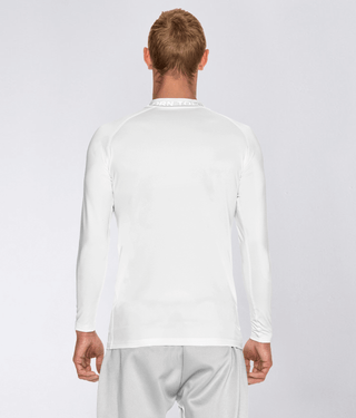 Born Tough Mock Neck Long Sleeve Compression Athletic Shirt For Men White