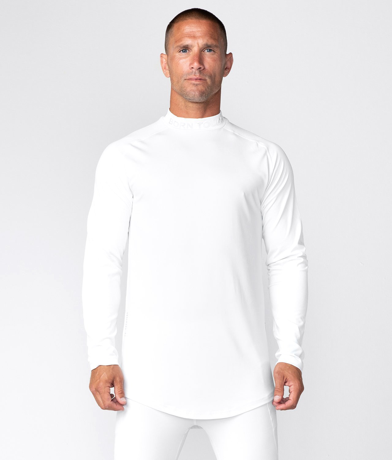 Mock neck long sleeve mens top