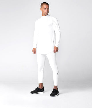 Born Tough Mock Neck Long Sleeve Base Layer Running Shirt For Men White