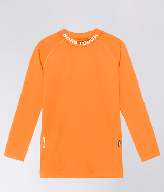 Born Tough Mock Neck Long Sleeve Compression Bodybuilding Shirt For Men Orange