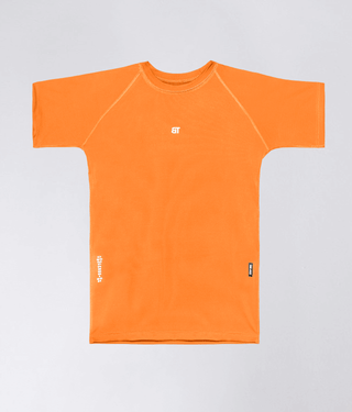 Born Tough Mock Neck Short Sleeve Compression Crossfit Shirt For Men Orange