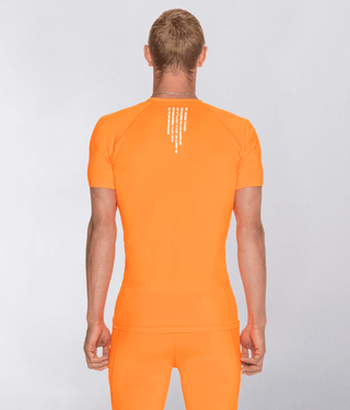 Born Tough Mock Neck Short Sleeve Compression Athletic Shirt For Men Orange