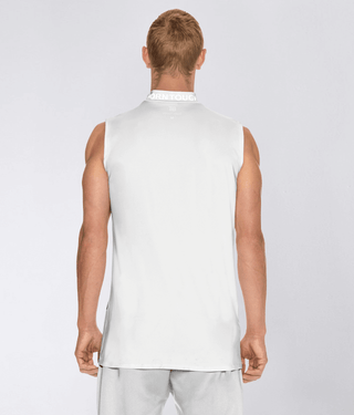 Born Tough Mock Neck Sleeveless Base Layer Crossfit Shirt For Men White