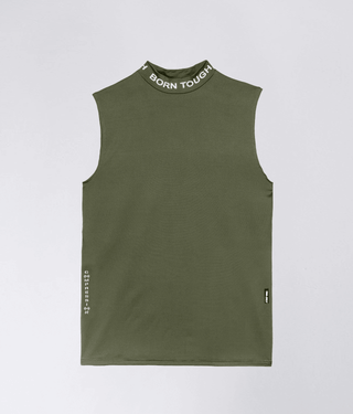 Born Tough Mock Neck Sleeveless Base Layer Athletic Shirt For Men Military Green