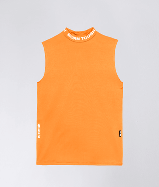 Born Tough Mock Neck Sleeveless Base Layer Running Shirt For Men Orange