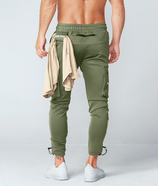 Born Tough Momentum Fitted Cargo Flatlock Seams Crossfit Jogger Pants For Men Military Green