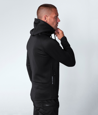 Born Tough Momentum High-Quality Zipper Drawstrings Black Running Hoodie for Men