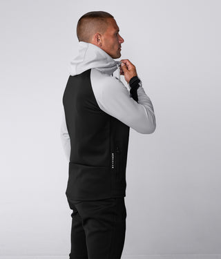 Born Tough Momentum High-Quality Zipper Drawstrings Gray/Black Athletic Hoodie for Men