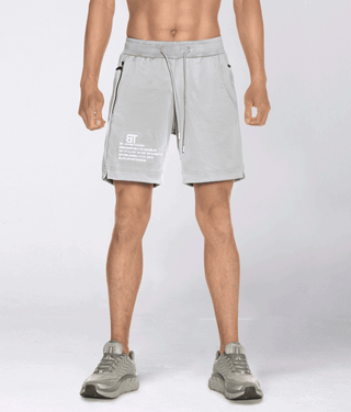 Born Tough Momentum 9" Bodybuilding Shorts for Men Steel Grey