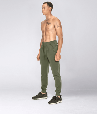 Born Tough Momentum Zipper Running Jogger Pants For Men Military Green
