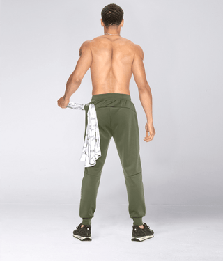 Born Tough Momentum Zipper Athletic Jogger Pants For Men Military Green