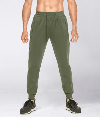 Born Tough Momentum Zipper Athletic Jogger Pants For Men Military Green