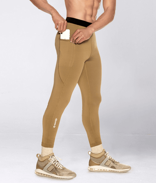 Born Tough Side Pockets Bodybuilding Compression Pants For Men Khaki