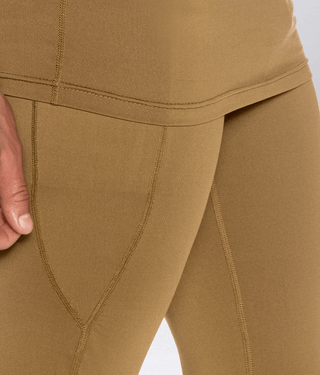 Born Tough Side Pockets Compression Running Pants For Men Khaki