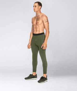 Born Tough Side Pockets Athletic Compression Pants For Men Military Green