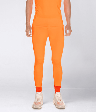 Born Tough Side Pockets Compression Running Pants For Men Orange